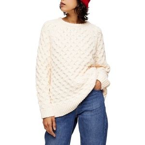 Topshop Ivory Textured Knit Sweater